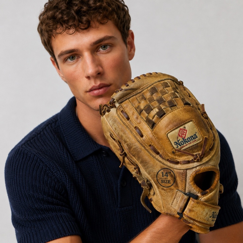 Nokona American Legend AMG-700 14" Baseball Glove Leather Made in USA Basket Web